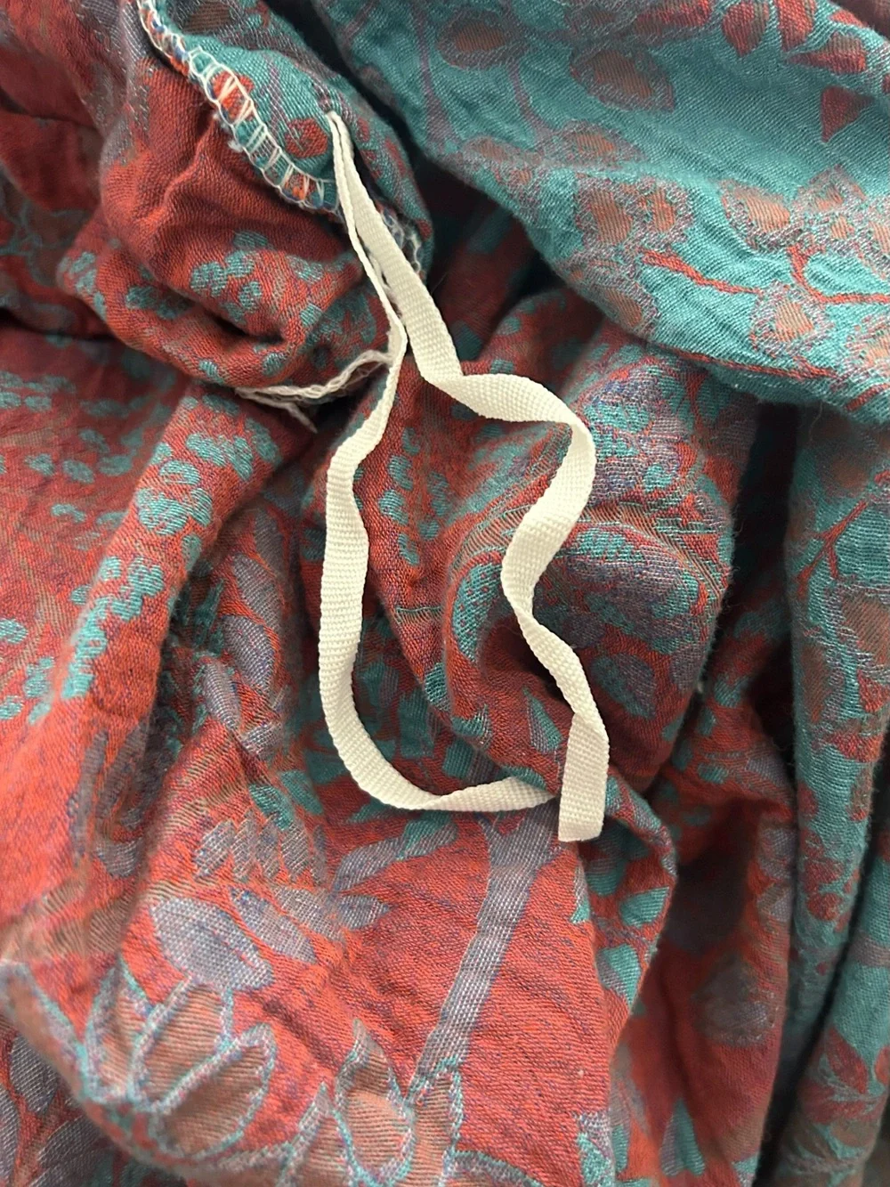 Mixinni Muslin Cotton Vintage Blue Floral Duvet Dyed Burgundy Jacquard - Queen